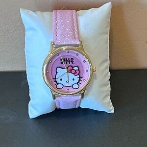 Hello Kitty Women’s Watch With Glittery Light Pink Adjustable Leather Strap NWTS